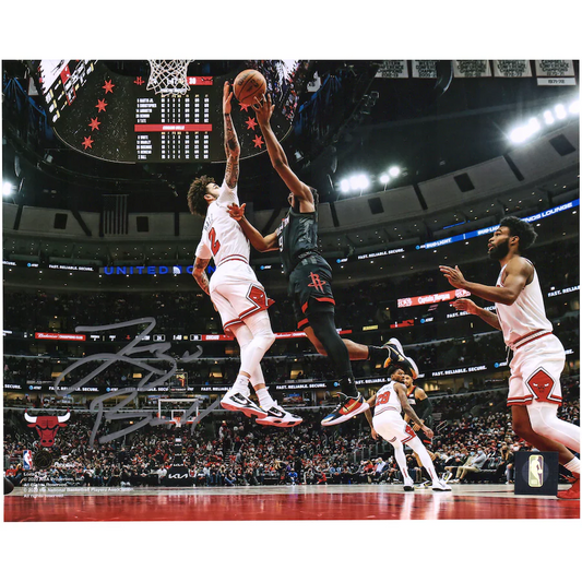 Lonzo Ball Signed Chicago Bulls  8" x 10" Block vs. Houston Rockets Photograph (Fanatics)