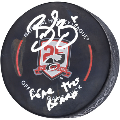 Brent Burns Signed Carolina Hurricanes  Official Game Puck with "Fear the Beard" Inscription (Fanatics)