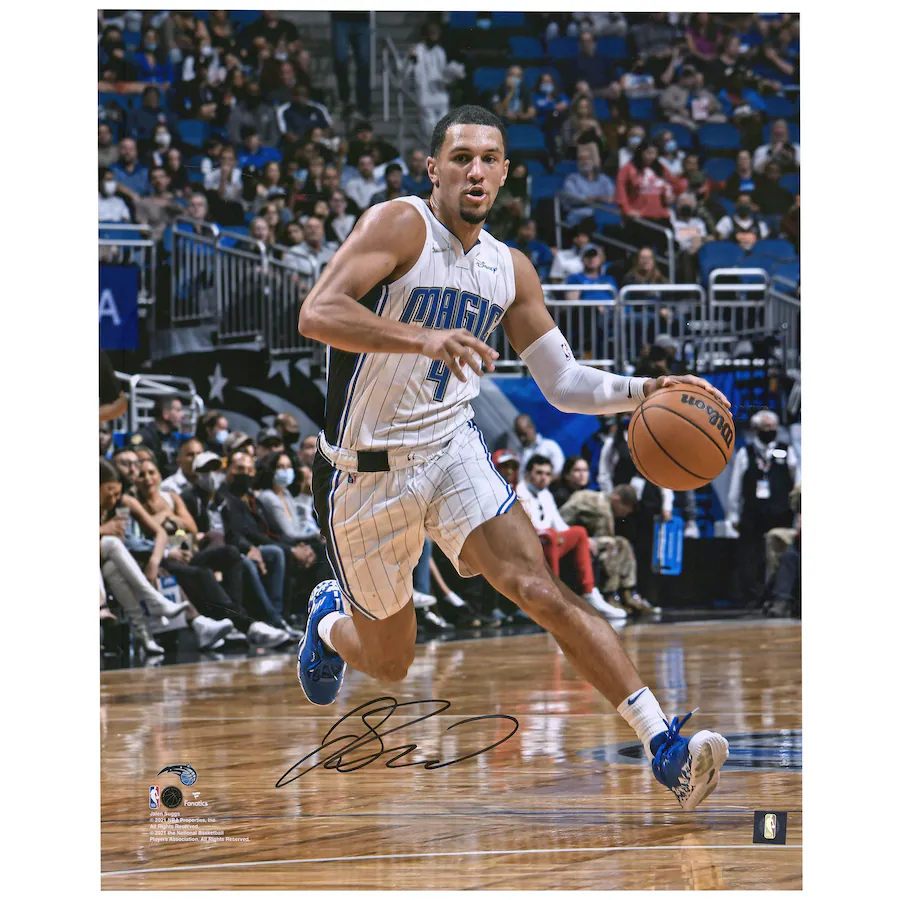 Jalen Suggs Signed Orlando Magic  16'' x 20'' White Jersey Dribbling Photograph (Fanatics)