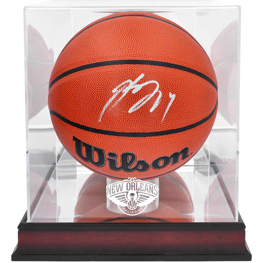 Brandon Ingram Signed New Orleans Pelicans  Wilson Replica Basketball with Mahogany Team Logo Display Case (Fanatics)