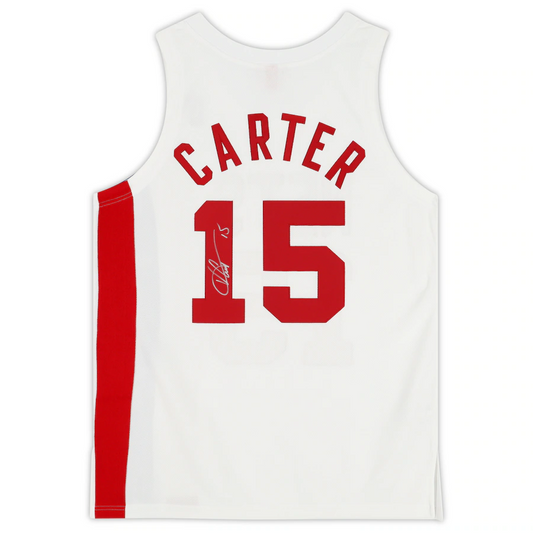 Vince Carter Signed Toronto Raptors  White, Red, and Blue Alternate Mitchell & Ness 2005-2006 Authentic Jersey (Fanatics)