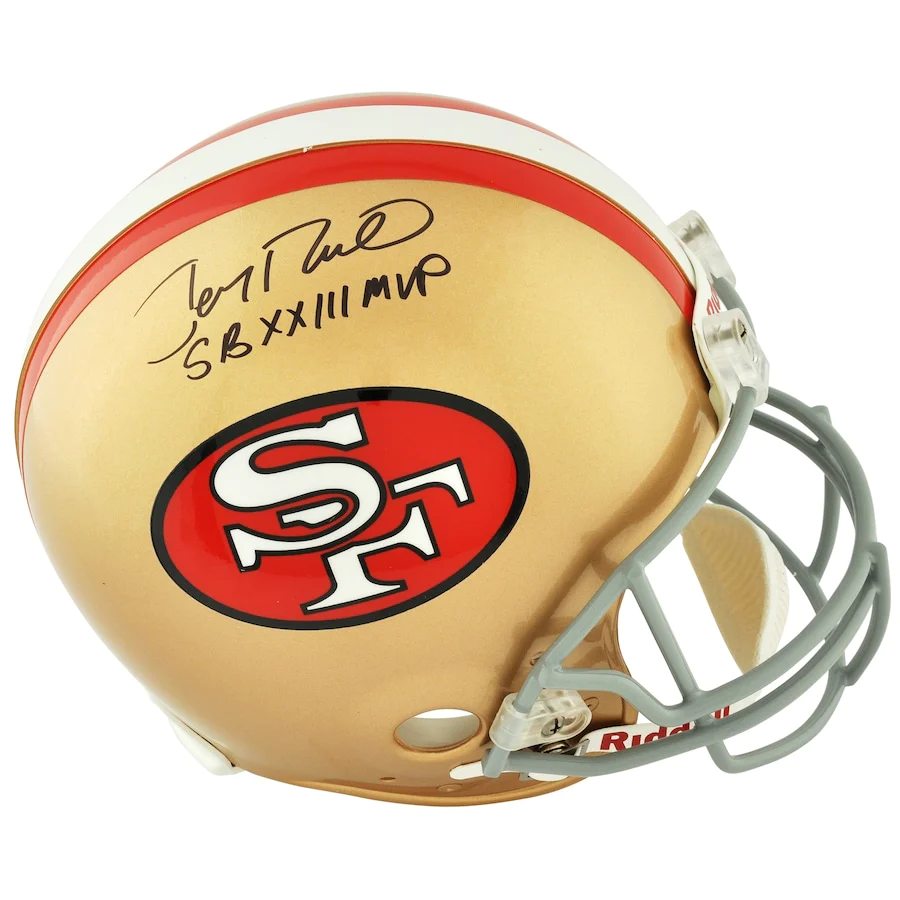 Jerry Rice Signed San Francisco 49ers Pro-Line Riddell Authentic Helmet with "SB XXIII MVP" Inscription (Fanatics)