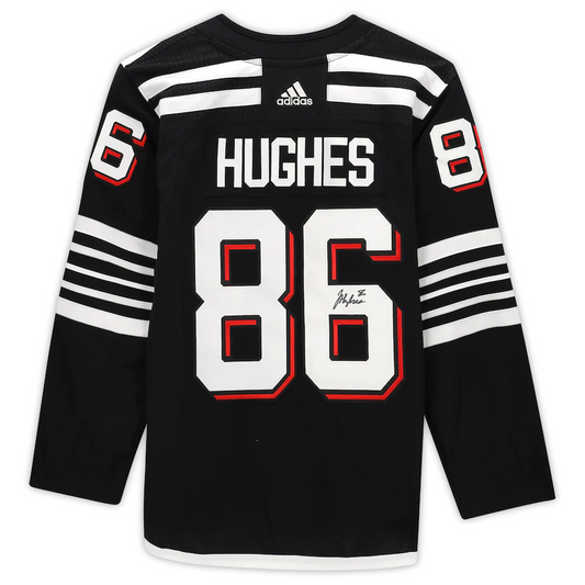 Jack Hughes Signed Black New Devils Adidas Alternate Authentic Jersey(Fanatics)