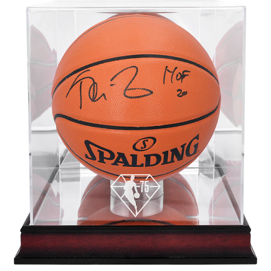 Kevin Garnett Signed Boston Celtics Spalding Indoor/Outdoor Basketball with "HOF 20" Inscription and Mahogany NBA 75th Anniversary Logo Display Case (Fanatics)