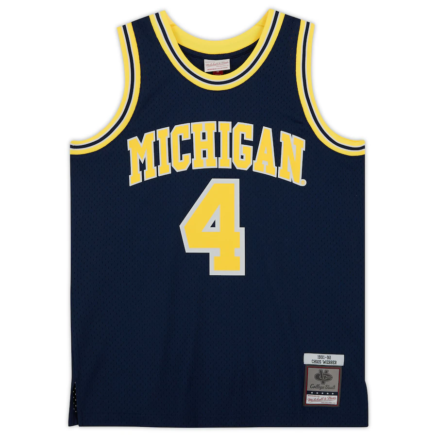 Chris Webber Michigan Wolverines Signed Navy 1991-92 Mitchell & Ness Swingman Jersey with "Fab Five" Inscription(Fanatics)