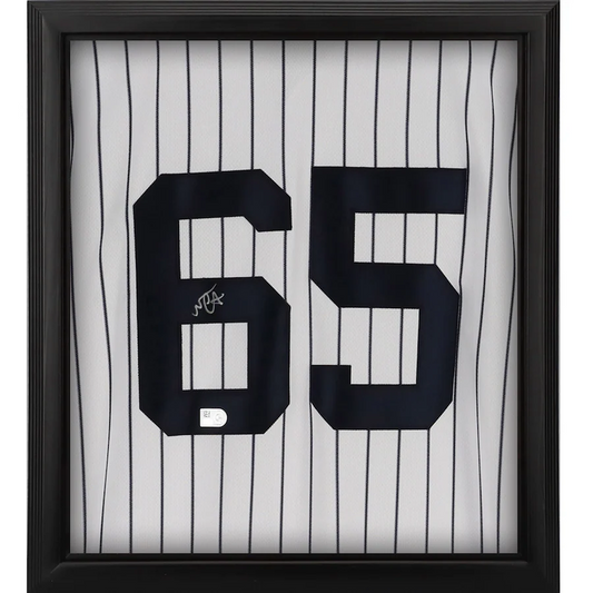 Nestor Cortes Jr. Signed New York Yankees  Framed White Nike Authentic Jersey Shadowbox (Fanatics)