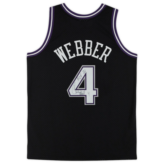 Chris Webber  Signed Black Sacramento Kings  2000-01 Mitchell & Ness Replica Jersey with "HOF 21" Inscription (Fanatics)