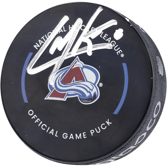 Cale Makar Signed Colorado Avalanche  Inglasco 2022-23 Official Game Model Puck (Fanatics)