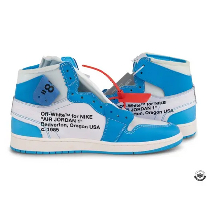 Michael Jordan Signed Nike Air Jordan 1 Retro High Off-White "UNC" Shoes (Upper Deck)