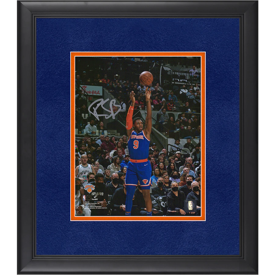 RJ Barrett Signed New York Knicks  Framed 8" x 10" Blue Shooting Photograph (Fanatics)