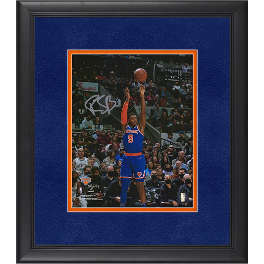 RJ Barrett Signed New York Knicks  Framed 8" x 10" Blue Shooting Photograph (Fanatics)