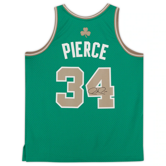 Paul Pierce Signed Boston Celtics  Green and Gold 2007-08 Mitchell & Ness Replica Jersey (Fanatics)