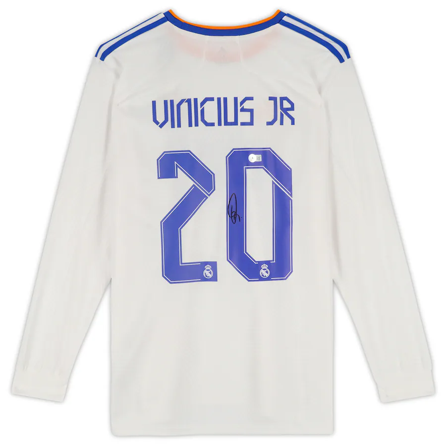 Vinicius Junior Signed Real Madrid  Long Sleeve White Adidas Jersey (Fanatics)