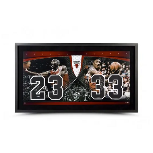 Michael Jordan Signed Scottie Pippen  & Framed Jersey Numbers Piece (Upper Deck)