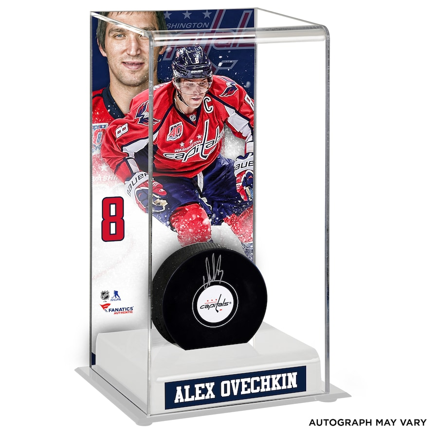 Alex Ovechkin Signed Washington Capitals with Deluxe Tall Hockey Puck Case (Fanatics)