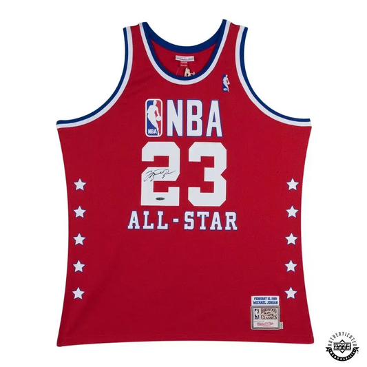 Michael Jordan Signed 1989 NBA All-Star Red Jersey M&N (Upper Deck)