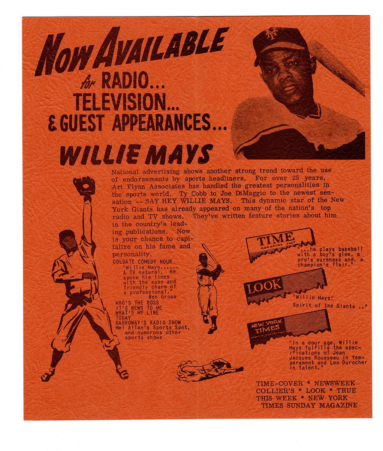 1950's Willie Mays Advertising Tri-Fold Brochure