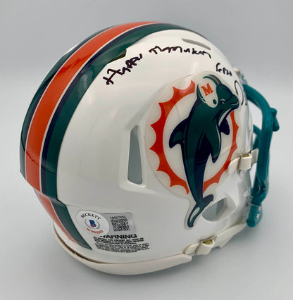 "Happy Hanukkah From De'Von Achane" Signed Miami Dolphins Riddell Speed Mini Helmet (Beckett)