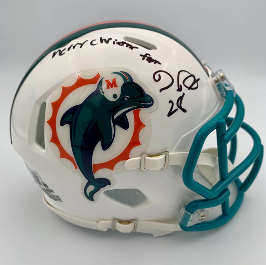 "Merry Christmas From De'Von Achane" Signed Miami Dolphins Riddell Speed Mini Helmet (Beckett)