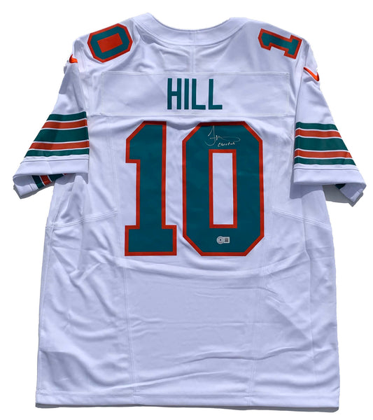 Tyreek Hill Signed Miami Dolphins White Nike Vapor F.U.S.E. Jersey with "Cheetah" Inscription (Beckett)