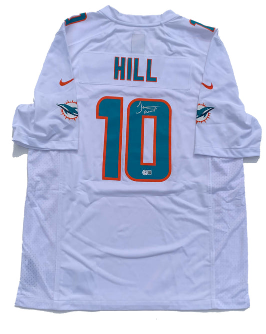 Tyreek Hill Signed Miami Dolphins White Nike Game Jersey with "Cheetah" Inscription (Beckett)