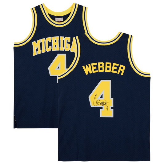 Chris Webber Michigan Wolverines Signed Navy 1991-92 Mitchell & Ness Swingman Jersey  (Fanatics)