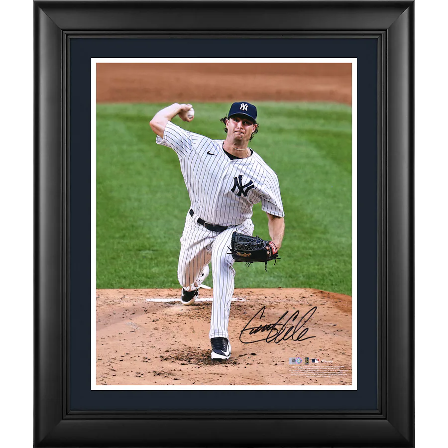 Gerrit Cole Signed New York Yankees  Framed 16'' x 20'' Pitching Photograph (Fanatics)