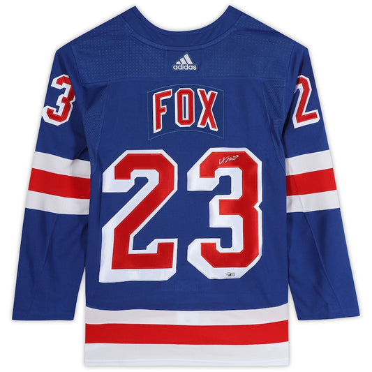 Adam Fox Signed New York Rangers Blue Adidas Authentic Jersey (Fanatics)