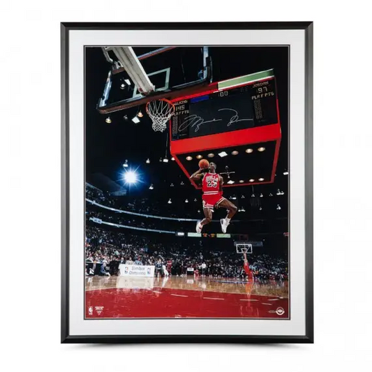 Michael Jordan Signed 1988 Scoreboard Dunk Framed Photo 30 x 40 (Upper Deck)