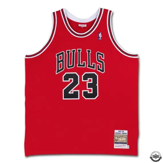 Michael Jordan Signed  & Inscribed “6X CHAMP” 1997-98 Chicago Bulls Red Authentic Mitchell & Ness Jersey With 25th Anniversary Embroidered Logo (Upper Deck)