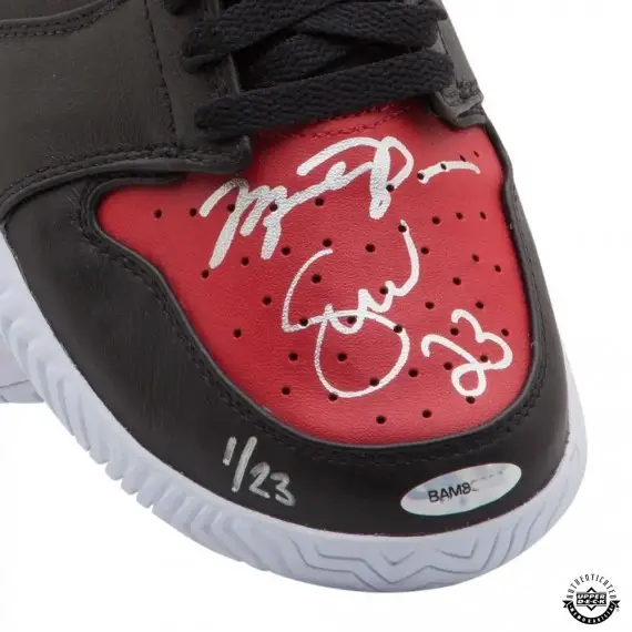 Michael Jordan & Serena Williams Signed  & Inscribed Red & Black Nike Court Flare Air Jordan1 Shoes (Upper Deck)