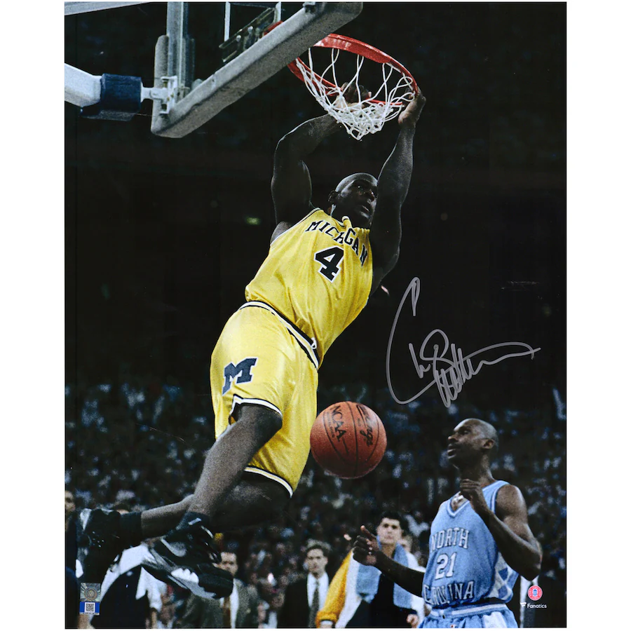 Chris Webber Michigan Wolverines Signed 16'' x 20'' Dunk vs. UNC Tar Heels Photograph (Fanatics)