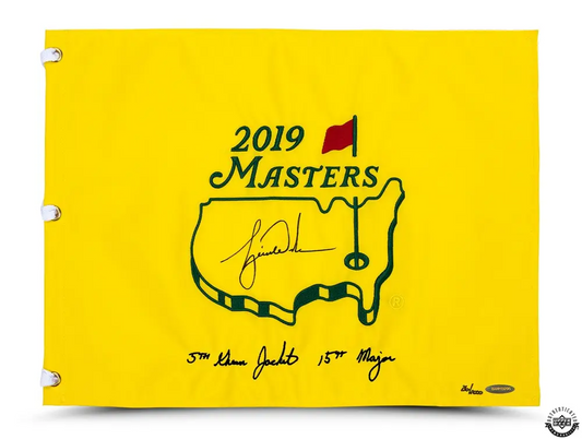 Tiger Woods Signed 2019 Masters Pin Flag "5th Green Jacket 15th Major" Embroidered LE/1000 (Upper Deck)