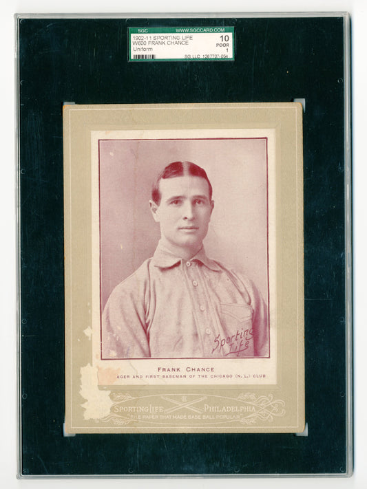 1902 W600 Sporting Life Frank Chance - Rookie Card (SGC 1)