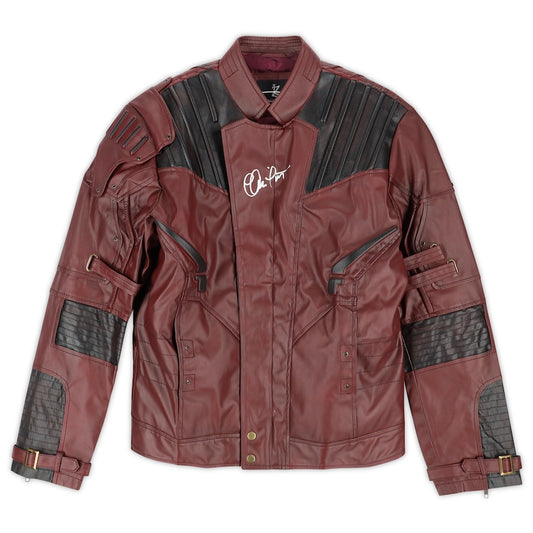 Chris Pratt Guardians of the Galaxy Autographed Star Lord Distressed Maroon Leather Jacket (Fanatics)