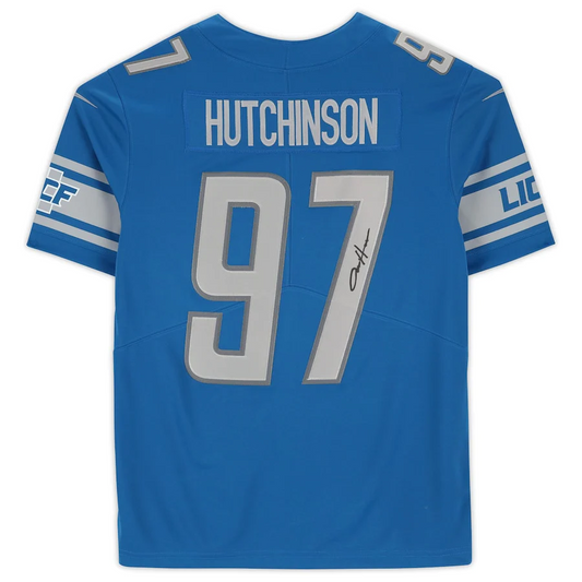 Aidan Hutchinson Signed Detroit Lions Blue Nike Limited Jersey (Fanatics)