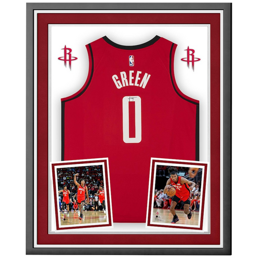 Jalen Green Signed Houston Rockets  Deluxe Framed Nike Red Icon Swingman Jersey (Fanatics)