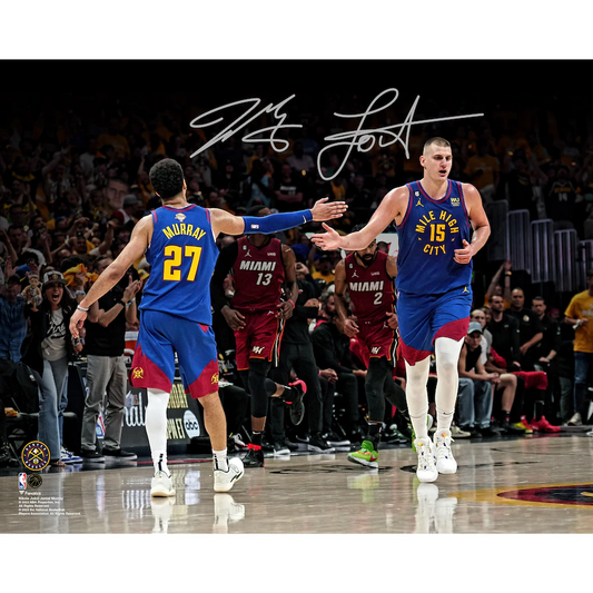 Nikola Jokic and Jamal Murray Signed Denver Nuggets 2023 NBA Finals Champions Dual  16" x 20" 2023 NBA Finals Action Photograph (Fanatics)