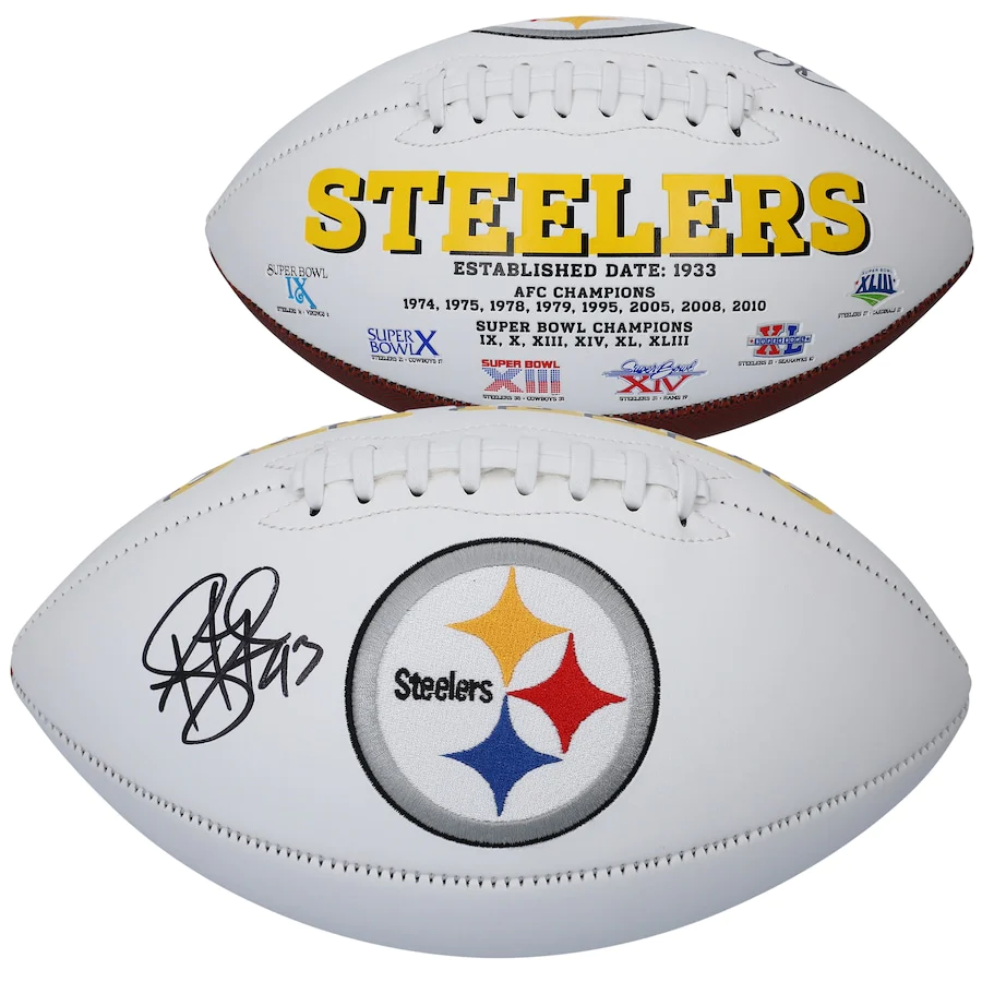 Troy Polamalu Signed Pittsburgh Steelers White Panel Football (Fanatics)