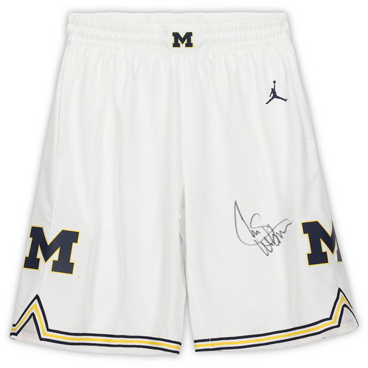 Chris Webber Michigan Wolverines Signed Jordan Brand White Replica Basketball Shorts  (Fanatics)