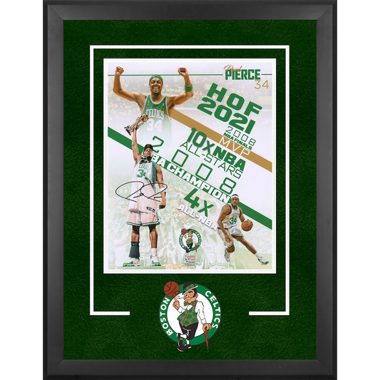 Paul Pierce  Signed Boston Celtics  Deluxe Framed 16" x 20" Celtics Career Collage Photograph (Fanatics)