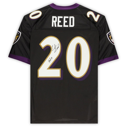 Ed Reed Signed Baltimore Ravens Black Mitchell & Ness Authentic Jersey with "HOF 19" Inscription (Fanatics)