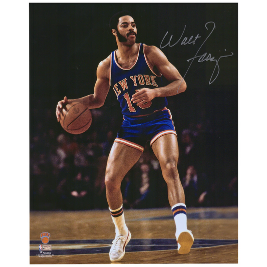 Walt Frazier (Fanatics) New York Knicks  16" x 20" Dribbling In Blue Photograph (Fanatics)