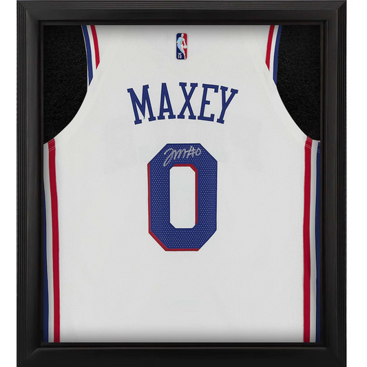 Tyrese Maxey Signed Philadelphia 76ers  Framed Nike White Association Edition 2021-22 Authentic Jersey Shadowbox (Fanatics)