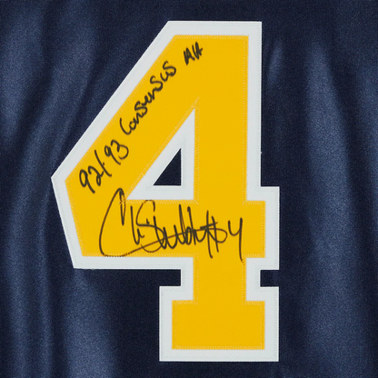 Chris Webber Navy Michigan Wolverines Signed Mitchell & Ness 1991-92 Authentic Jersey with "92-93 Consensus AA" Inscription (Fanatics)