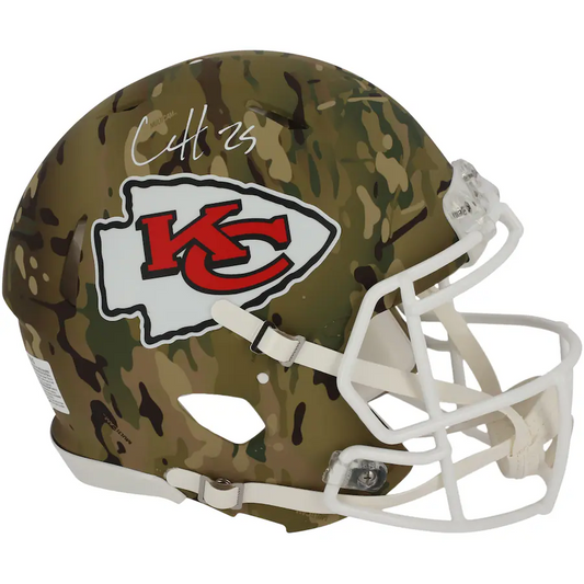 Clyde Edwards-Helaire Kansas City Chiefs Autographed Riddell Camo Alternate Speed Authentic Helmet  (Fanatics)