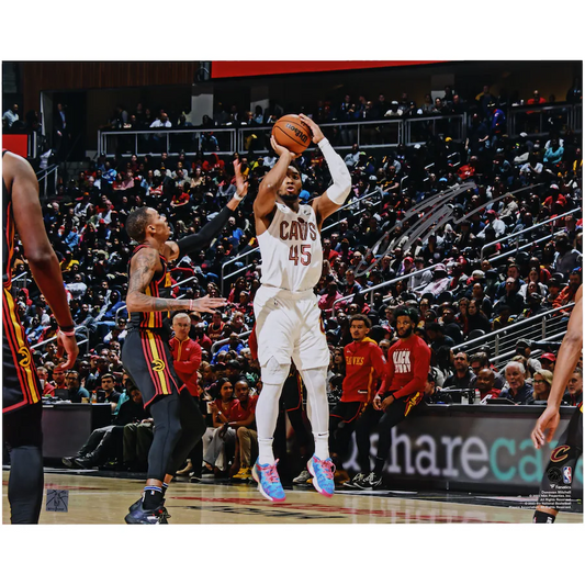 Donovan Mitchell Signed Cleveland Cavaliers  16" x 20" Shooting in White Photograph (Fanatics)