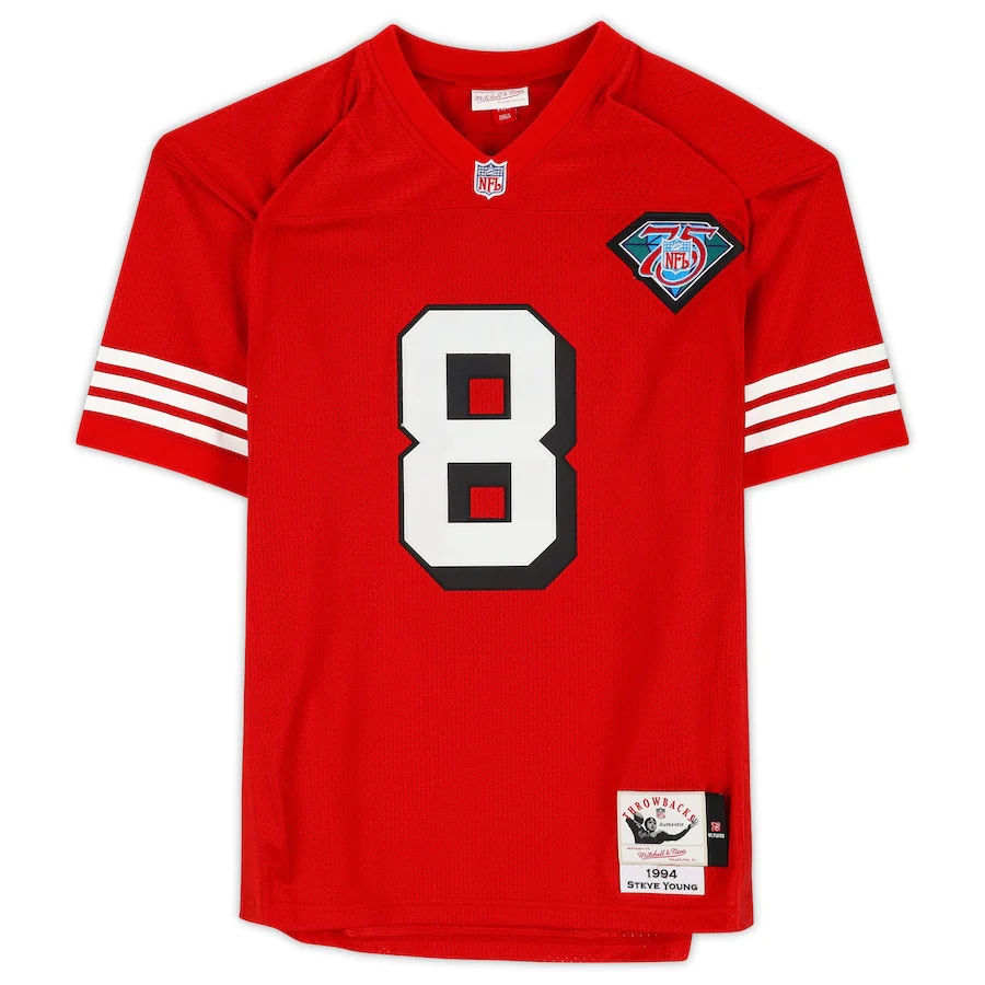 Steve Young Signed San Francisco 49ers Red Mitchell & Ness Authentic Jersey (Fanatics)