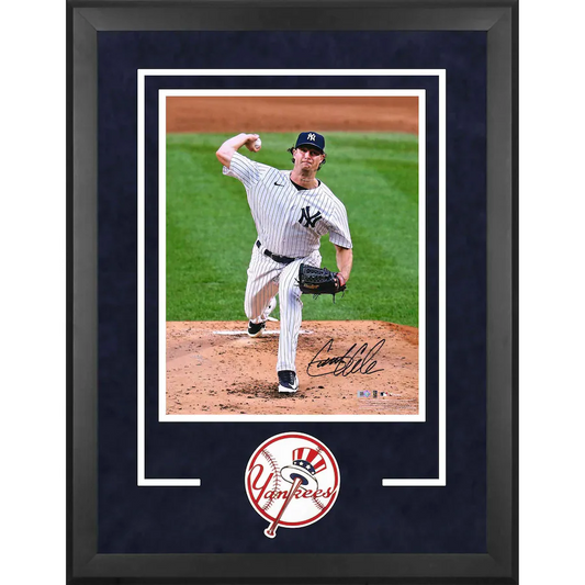 Gerrit Cole Signed New York Yankees  Deluxe Framed 16" x 20" Pitching Photograph (Fanatics)