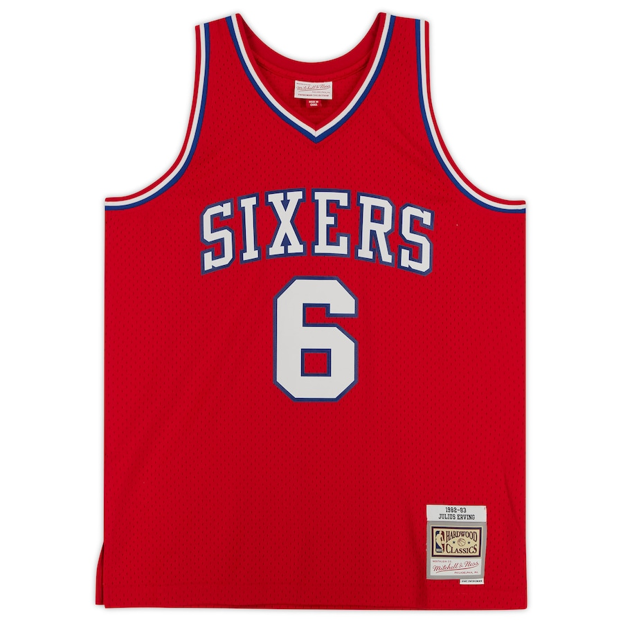 Julius Erving Signed Philadelphia 76ersRed 1982-83 Mitchell & Ness Replica Jersey (Fanatics)